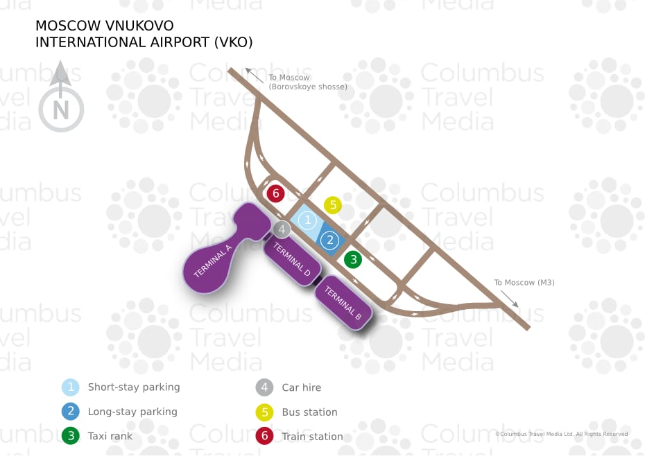 Mapa del aeropuerto y las terminales de Vnúkovo (VKO)